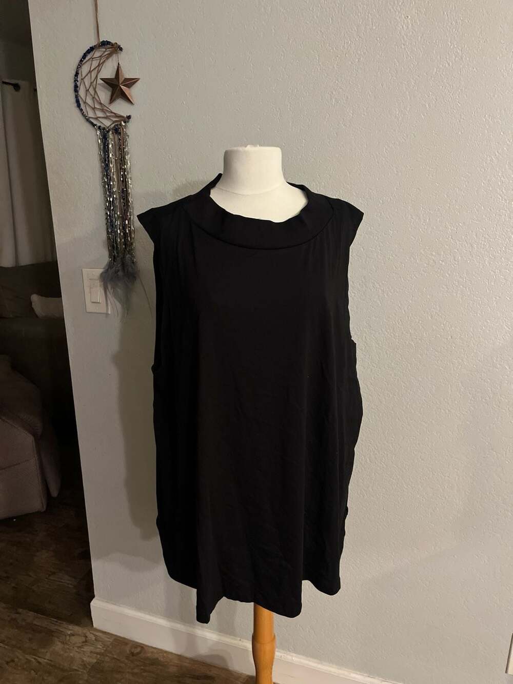 LOGO by Lori Goldstein Black Sleeveless Mock Neck Tunic with Pockets Size 3X